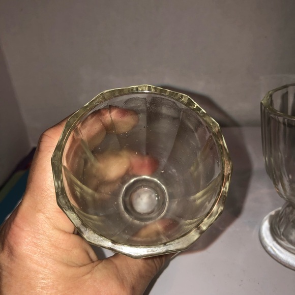 two vintage ribbed clear glass footed bowls/ glasses commonly used for ice cream - Picture 5 of 6